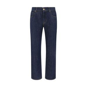 7FOR Cotton Straight-Leg Jeans Men Blue Bottoms